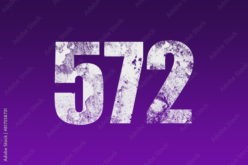 flat white grunge number of 572 on purple background. flat white grunge number of 572 on purple background.