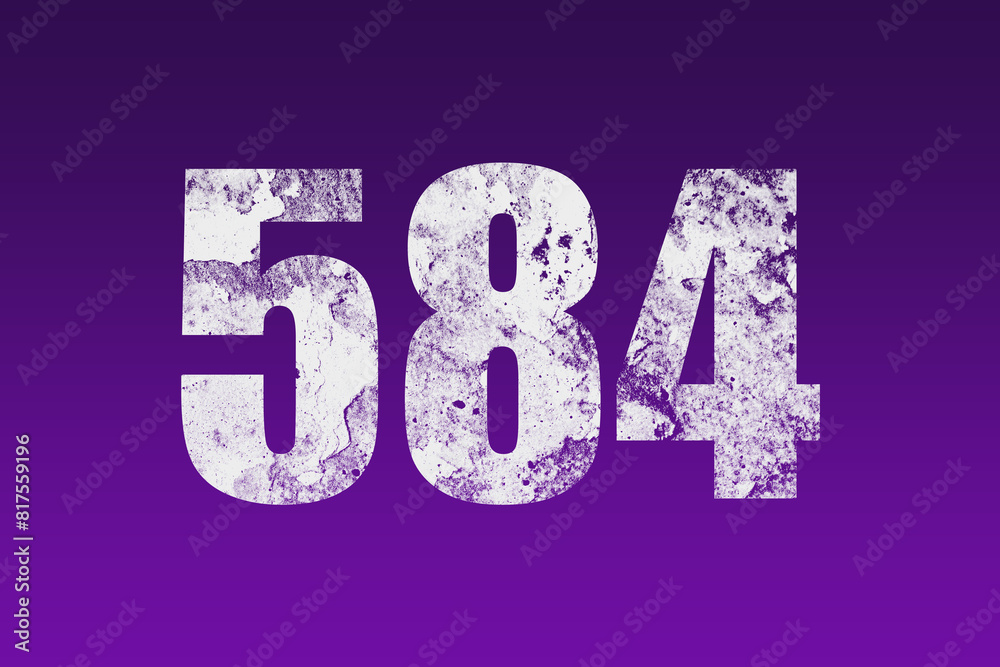 flat white grunge number of 584 on purple background. flat white grunge number of 584 on purple background.