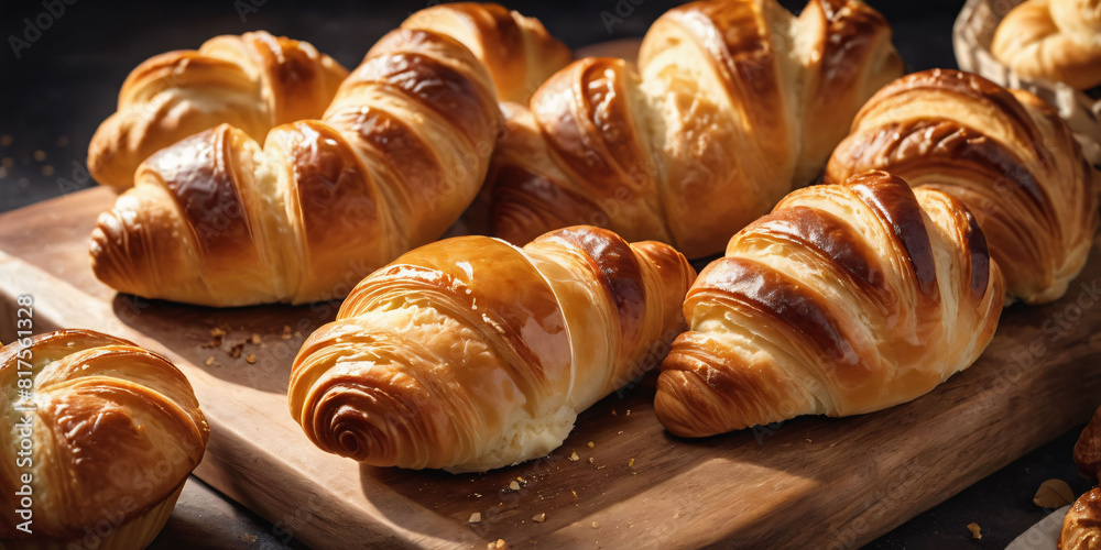 croissant on a wooden table croissant on a wooden table