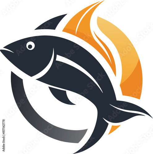 A minimalist fish logo for fisheries vector art illustration