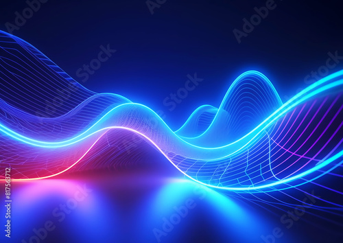 デジタルの青い光の波の抽象的な背景