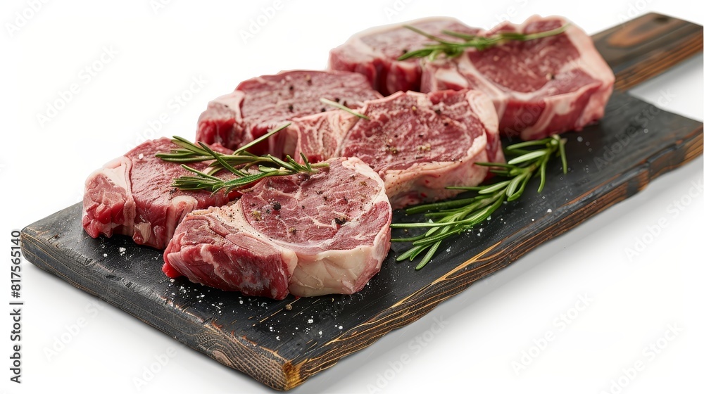 Intimate view of premium veal steaks, each cut displayed to highlight its unique qualities and suitability for specific flavors, studio lighting Intimate view of premium veal steaks, each cut displayed to highlight its unique qualities and suitability for specific flavors, studio lighting