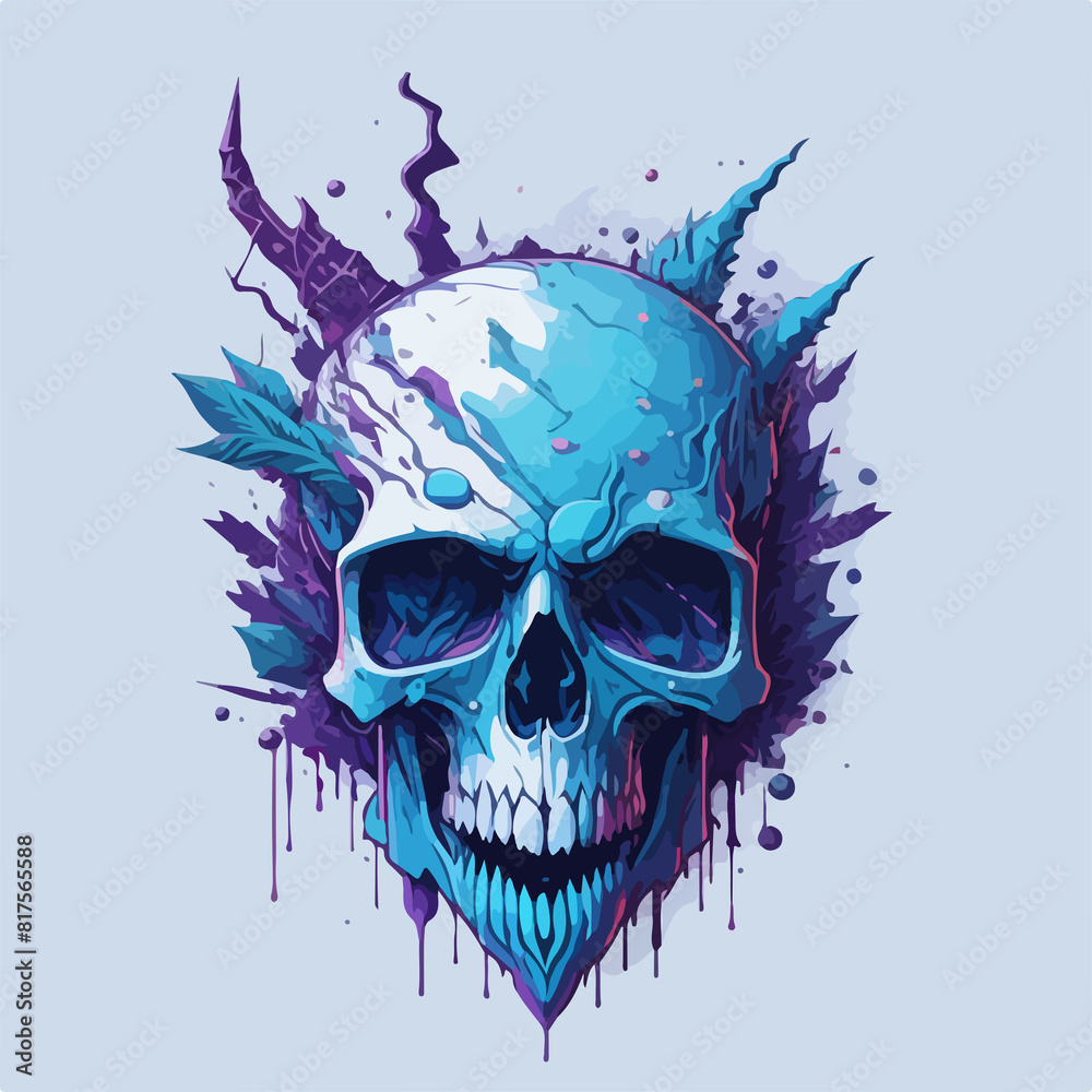 Fototapeta premium Delve into a realm of darkness and intrigue, where a glacial devil skull beckons with its chilling aura.
