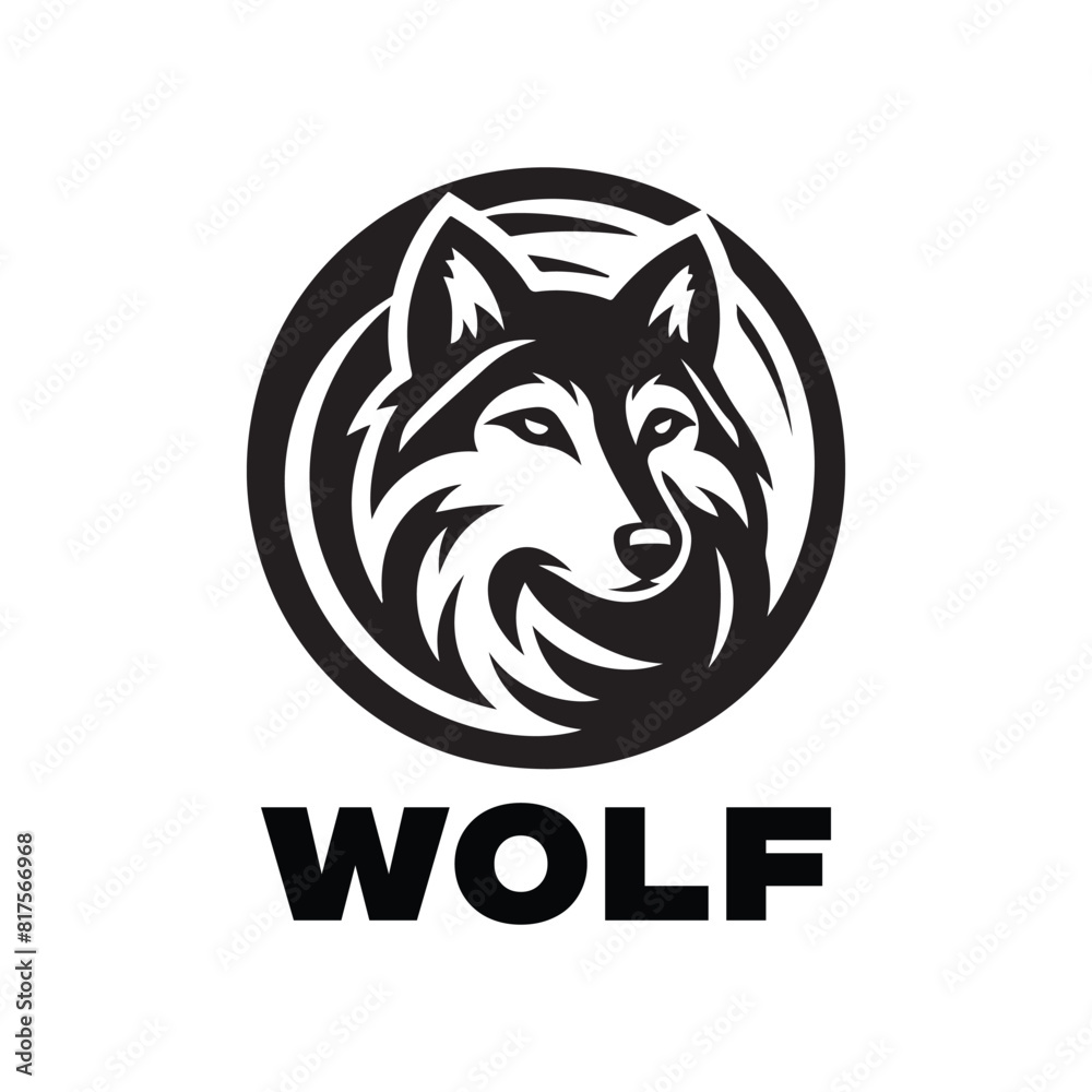 wolf vector logo illustration, icon, silhouette design 