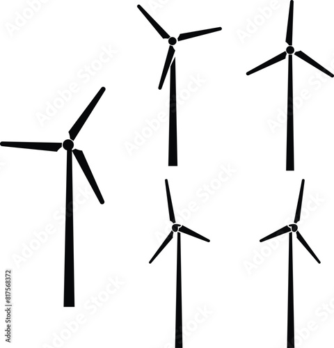 Wind power icons Set template in Trendy Fill Styles symbol for graphic and web designs. Ecology, alternative renewable energy, electricity, recycle, save the planet isolated on transparent background.