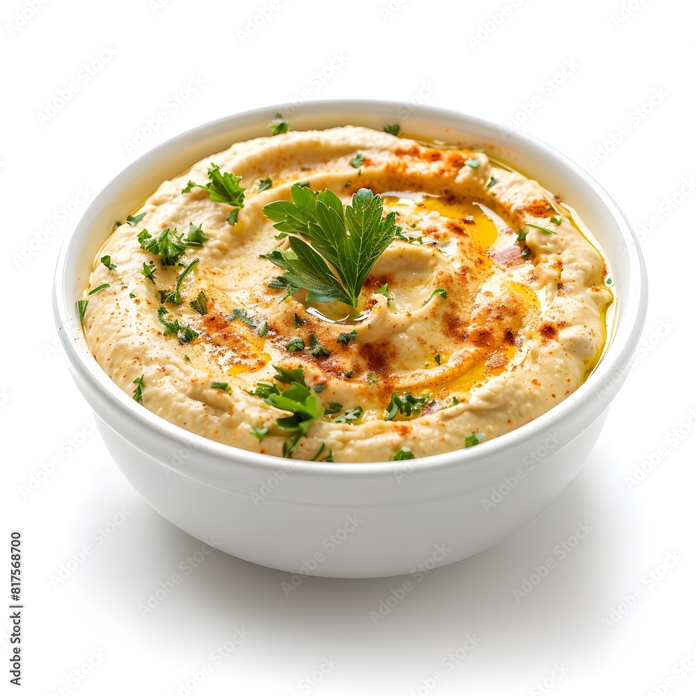 Hummus on White Bowl Isolated on White Background : Suitable for Be Used in Blog Posts, Social Media Posts or Website Content Related to Food and Beverages. Hummus on White Bowl Isolated on White Background : Suitable for Be Used in Blog Posts, Social Media Posts or Website Content Related to Food and Beverages.