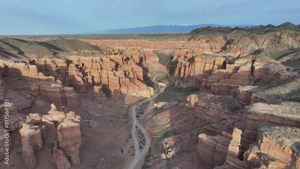 View from a quadcopter of the Valley of Castles of the Charyn Canyon in the Almaty region (Kazakhstan) 