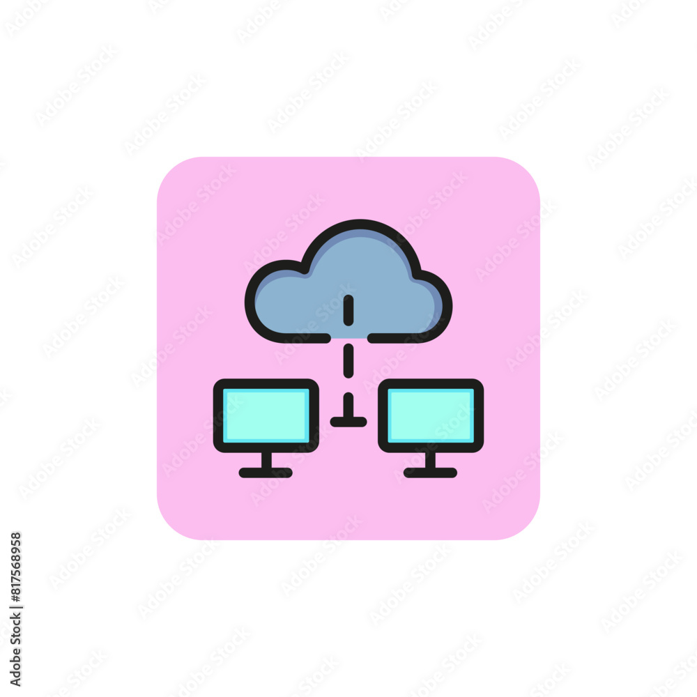 Icon of cloud network. Computer, synchronization, resource. Technology concept. Can be used for topics like administration, data, infrastructure Icon of cloud network. Computer, synchronization, resource. Technology concept. Can be used for topics like administration, data, infrastructure