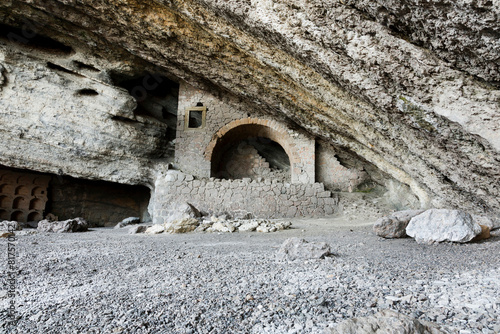Grotto Golitsyn, Large natural cave in the rock, equipped in the 19th century for vinotheque. Russia, Crimea photo