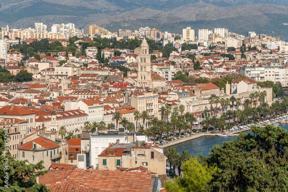 Split cityscape seen from Marjan Hill, the best viewpoint of the city, Croatia