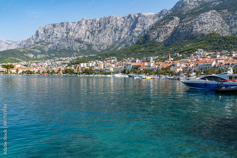 View of Makarska, a town located on Croatia coastline popular tourist destination in summer, Croatia View of Makarska, a town located on Croatia coastline popular tourist destination in summer, Croatia