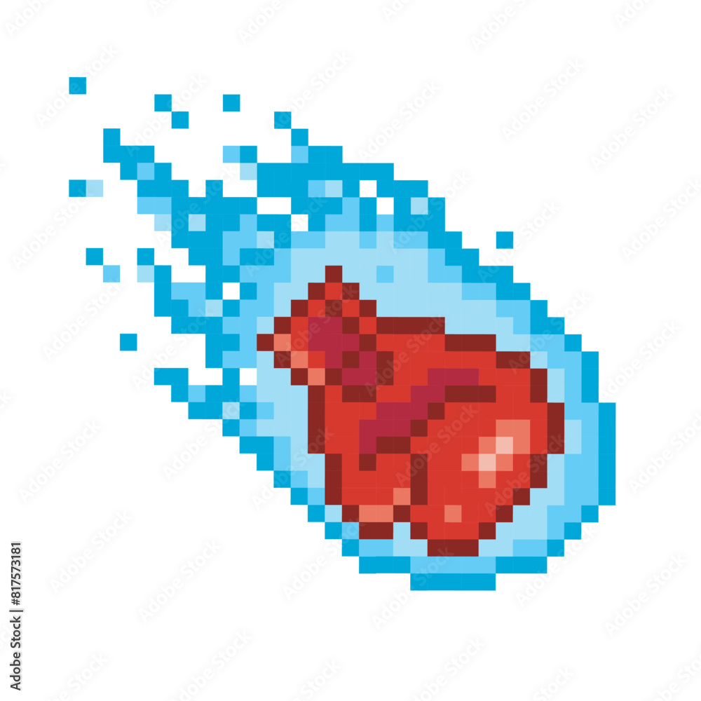 Boxing glove on blue fire, pixel art sport Boxing glove on blue fire, pixel art sport