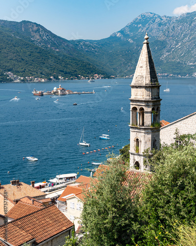 View of Perast charming town, Bay of Kotor, Montenegro photo