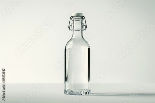 Glass bottle of water, thirst, shot on white background.