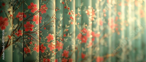Elegant Japanese Folding Screen A graphic of an elegant Japanese folding screen, showcasing its intricate design and colorful details 8K , high-resolution, ultra HD,up32K HD photo