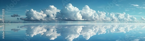 Ethereal Reflection A Tranquil Mirrored Landscape of Serene Clouds and Endless Skies