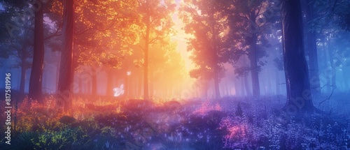 Misty Fairyland At dawn, the mist shrouds a Japanese forest, where fairies flit about, leaving trails of colorful ink in their wake 8K , high-resolution, ultra HD,up32K HD