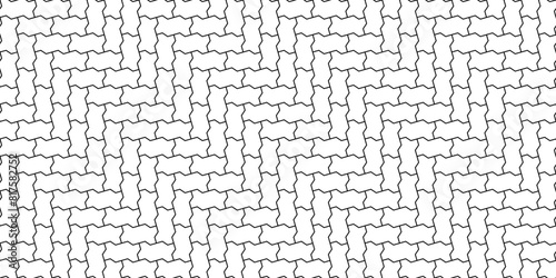 Zig zag paving blocks pattern. Seamless landscape interlocking herringbone brick texture in vector. Digital and print background wallpaper visual material. 