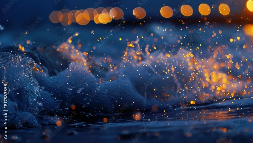 Obraz premium sea wave background with bokeh light