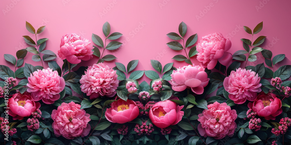 Peonies roses on pink background Peonies roses on pink background