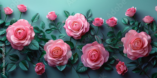 Pink rose flowers in a floral arrangement on a background