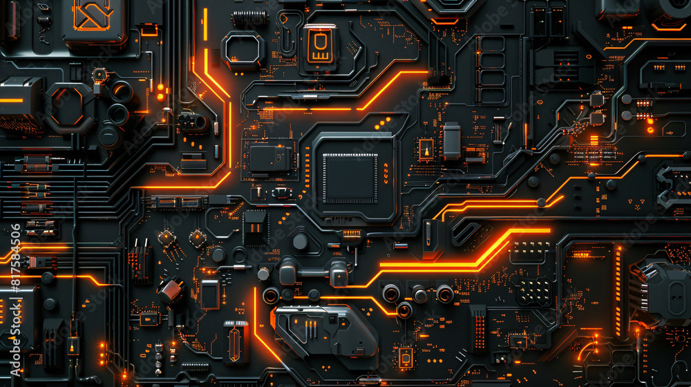 Fototapeta premium Circuit board background. Electronic computer hardware technology. Motherboard digital chip. Tech science background.