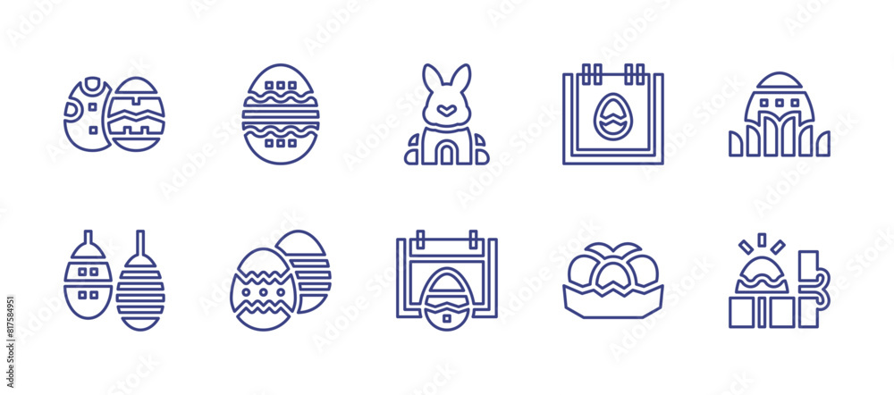 Easter line icon set. Editable stroke. Vector illustration. Containing bunny, easter eggs, easter day, easter egg, easter.