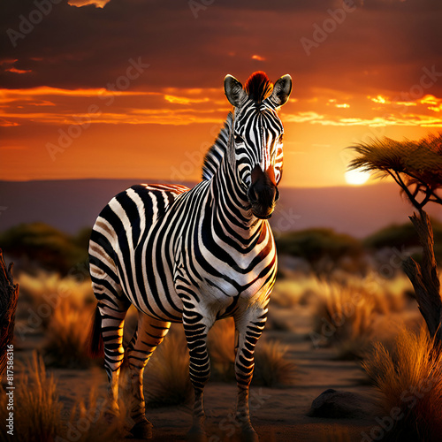 zebra at sunset