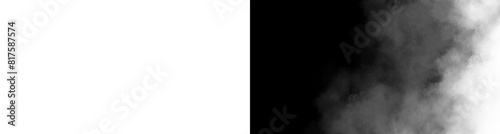 fog, smoke, translucent element for decoration. moving sideways white clouds, haze, on a transparent and black background
