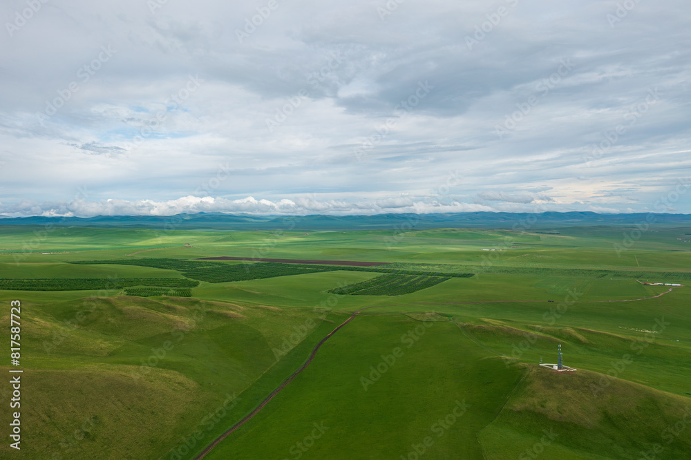 Aerial photography of Ulagai Grassland in Inner Mongolia