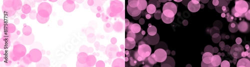 festive abstract effect of pink bokeh on a transparent and black background, festive decoration postcard, poster, greeting	
