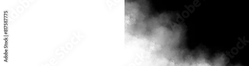 fog, smoke, translucent element for decoration. moving sideways below white clouds, haze, on a transparent and black background