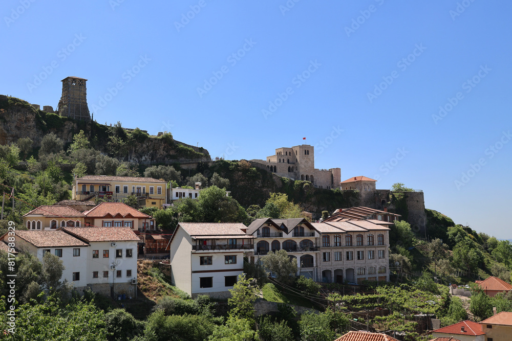 View of the medieval fortress of Kruja, Albania   