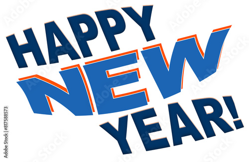 Happy New Year!, text design element, isolated on white background 