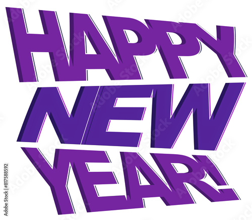Happy New Year!, text design element, isolated on white background 