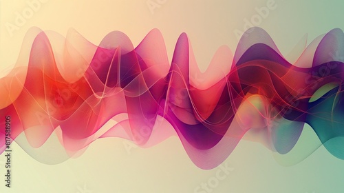 An abstract depiction of sound waves, visualized as rhythmic pulses of vibrant colors against a muted background. 32k, full ultra HD, high resolution