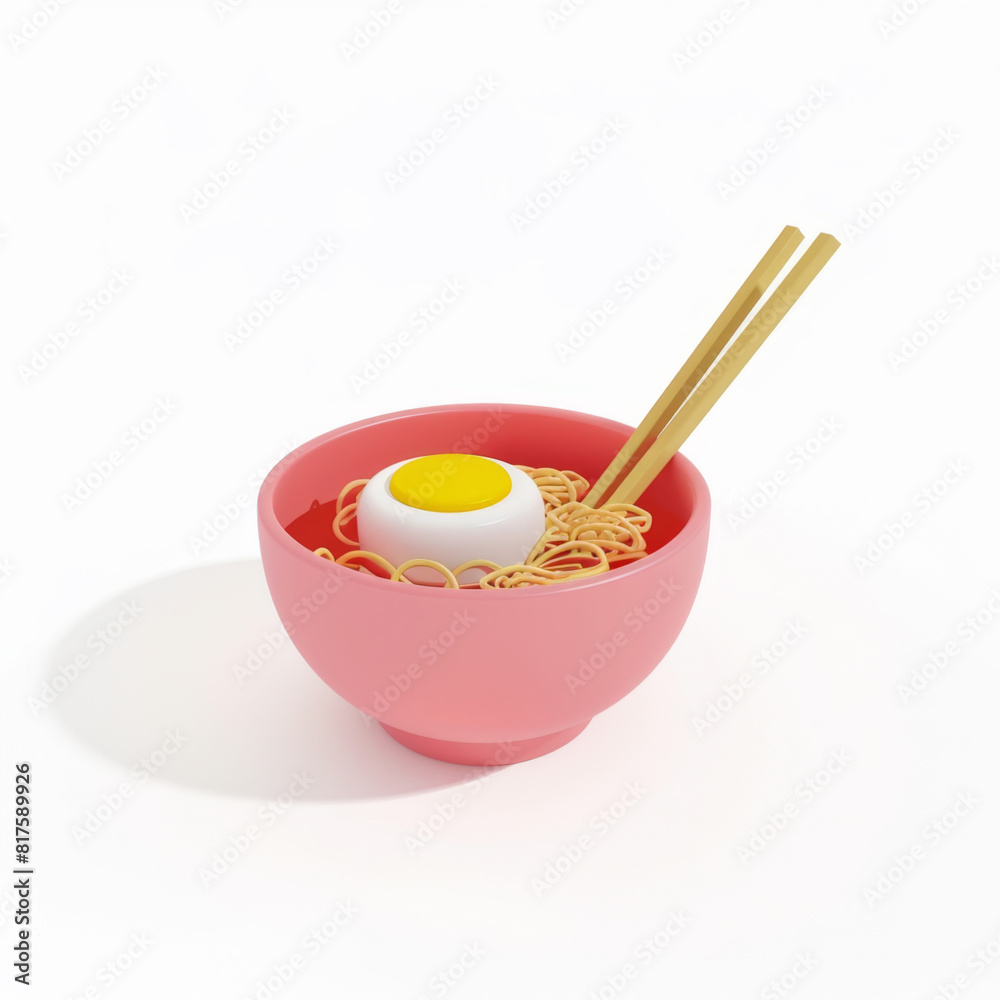 Ramen ​​3D icon on white background