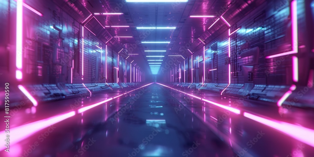 Futuristic Tunnel With Neon Lights Futuristic Tunnel With Neon Lights