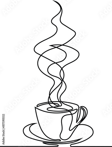 Tea Cup Out line Vector Illustration