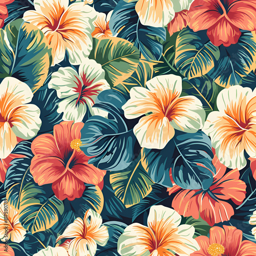 Floral Print on a Hawaiian Style Background