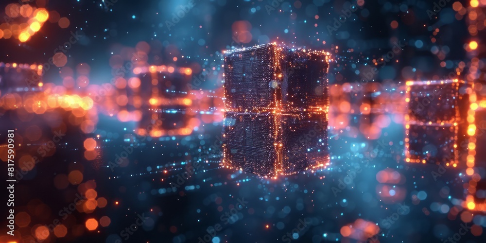 Fototapeta premium Abstract Cube in Dark Background