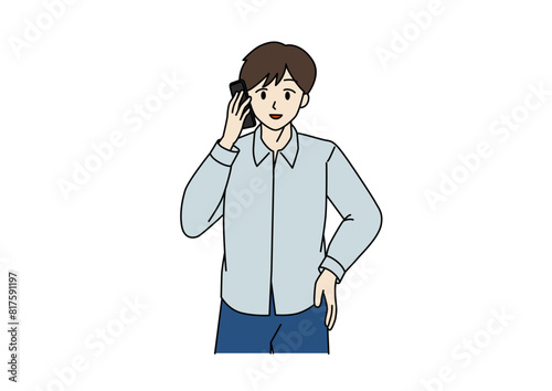 電話をかけるひと