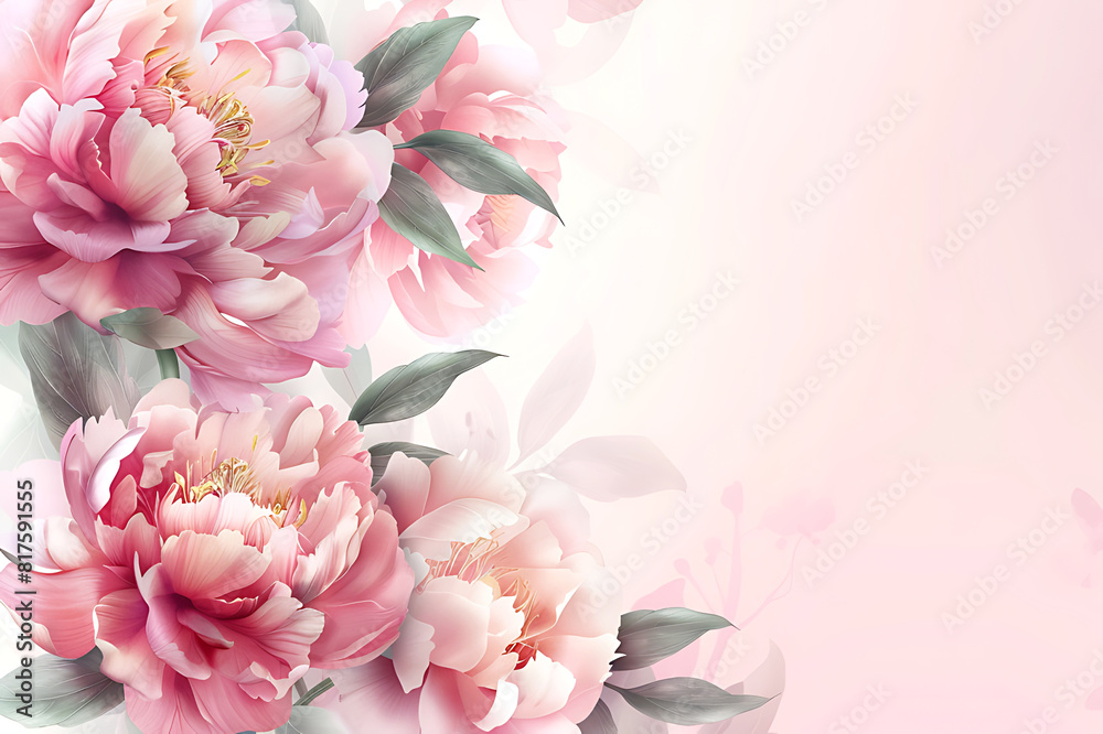 Background with beautiful pink peonies. Banner, wallpaper Background with beautiful pink peonies. Banner, wallpaper