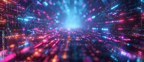 Futuristic cyberspace animation A colorful animation depicting a vibrant, interconnected cyberspace with neon lines and contrasting hues, showcasing a futuristic digital world 8K , high-resolution, ul