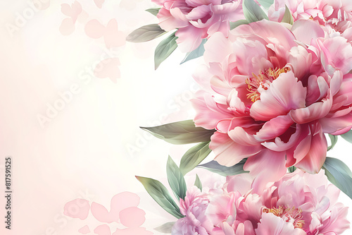 Background with beautiful pink peonies. Banner  wallpaper