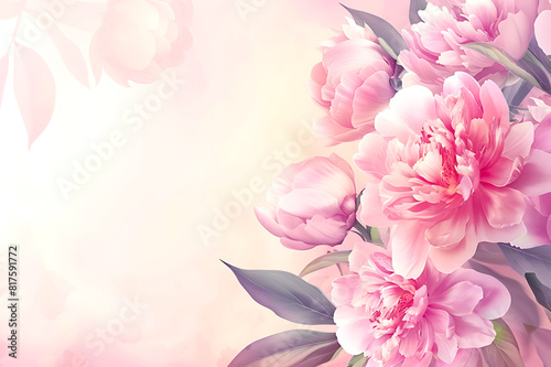 Background with beautiful pink peonies. Banner, wallpaper © LADIE_PASTEL