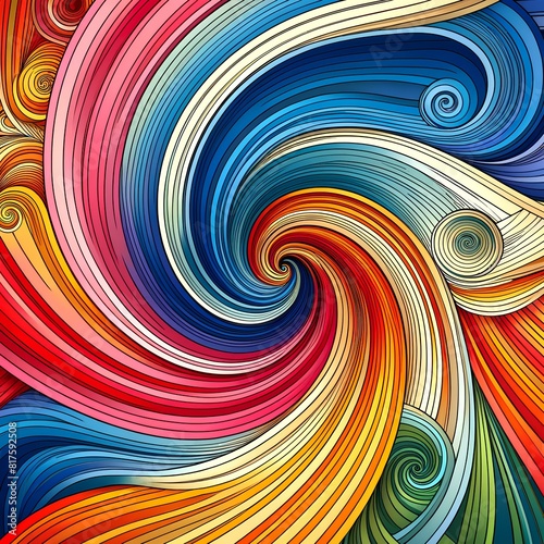 the colorful optical illusion of an endless spiral created using curved lines or circles.