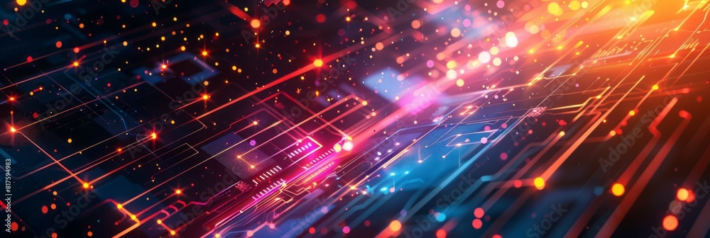 Fototapeta premium Abstract Background With Bright Lights and Lines