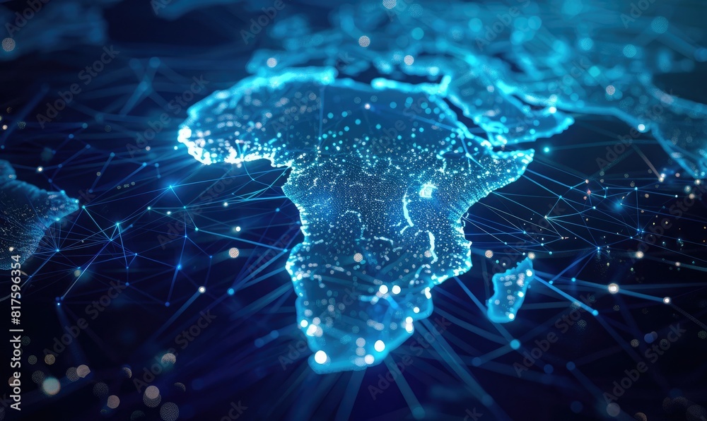 Illuminated connections across africa's map Illuminated connections across africa's map