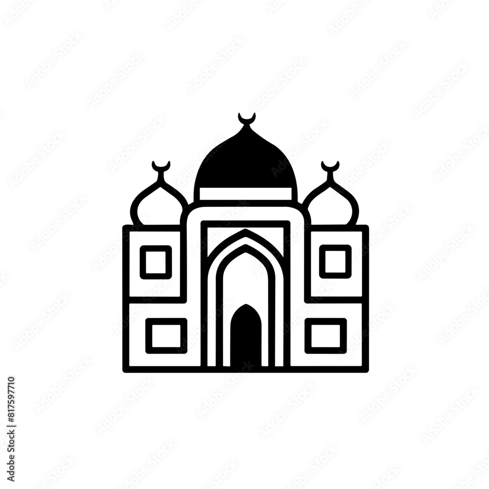 Obraz premium Simple mosque black isolated flat icon.